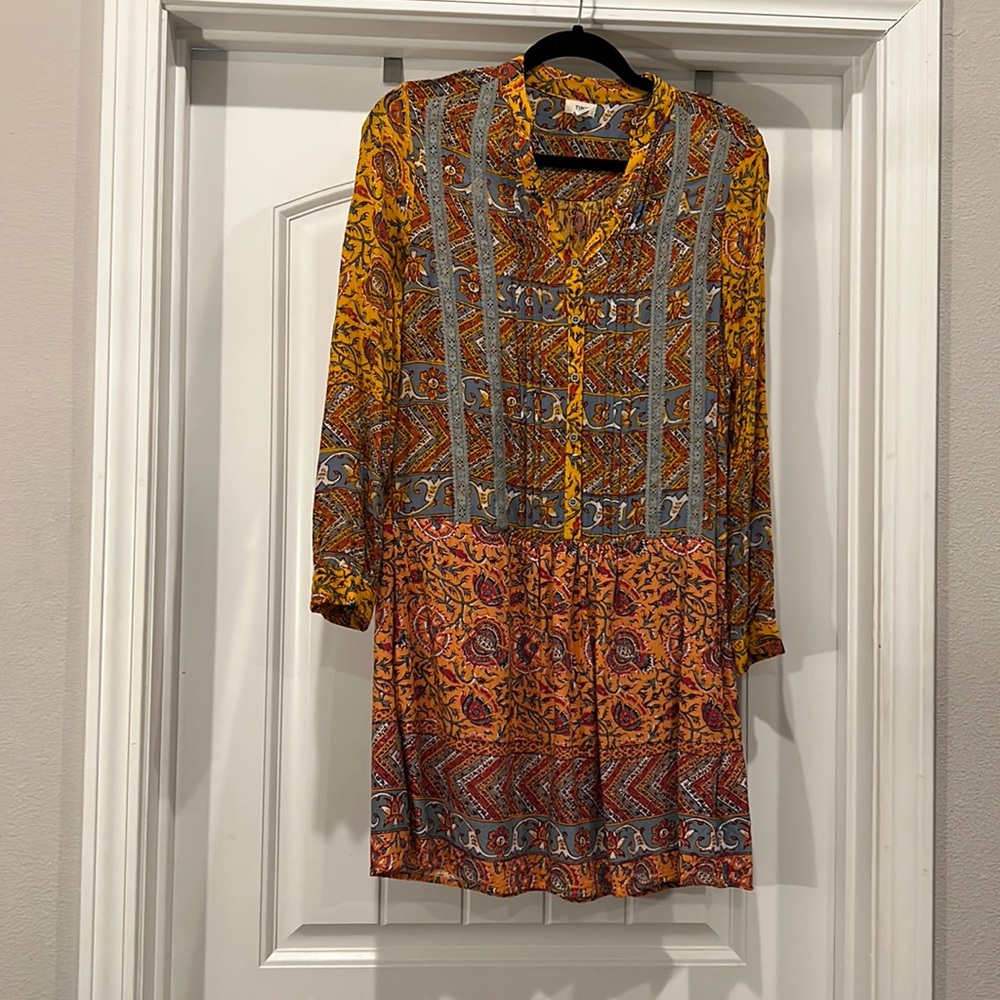 Anthropologie Patterned Dress; drop waist, super cute with boots; size XS